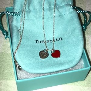 Tiffany&Co Mini Double Heart Tag Pendant Necklace